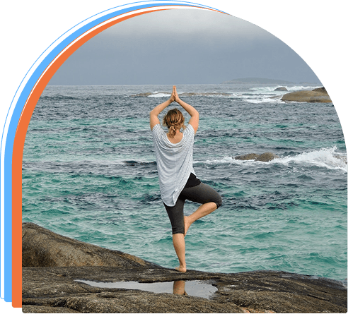 Yoga pose by the ocean